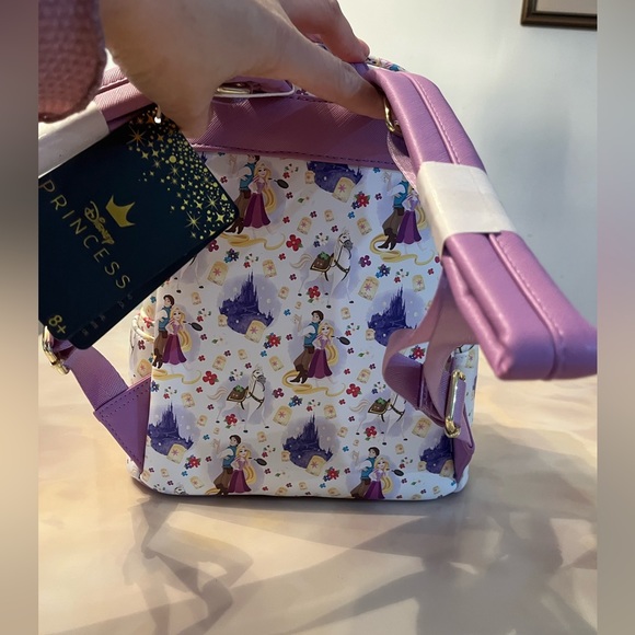 Disney Tangled Rapunzel Flynn Ryder And Maximus All-Over Print Mini Backpack - Picture 3 of 7